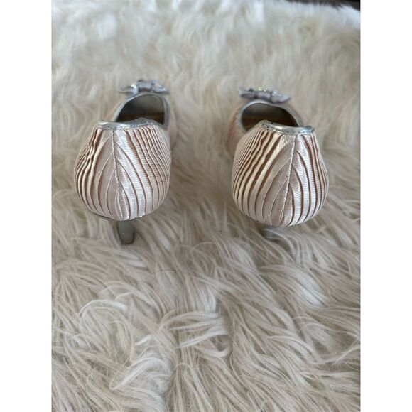 Poetic Licence Women's Silver Kitten Heel Peep‎ Toe Pumps Size 9 - Picture 4 of 7